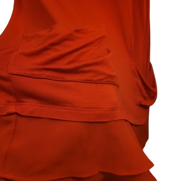 LOGO Lori Goldstein Orange V Neck Pocket Tunic Top Women's XS - Picture 4 of 8